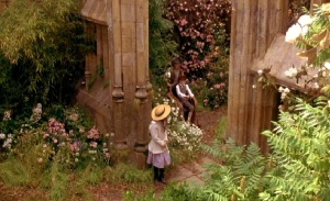 Mary, Colin, and Dickon in the Secret Garden. 